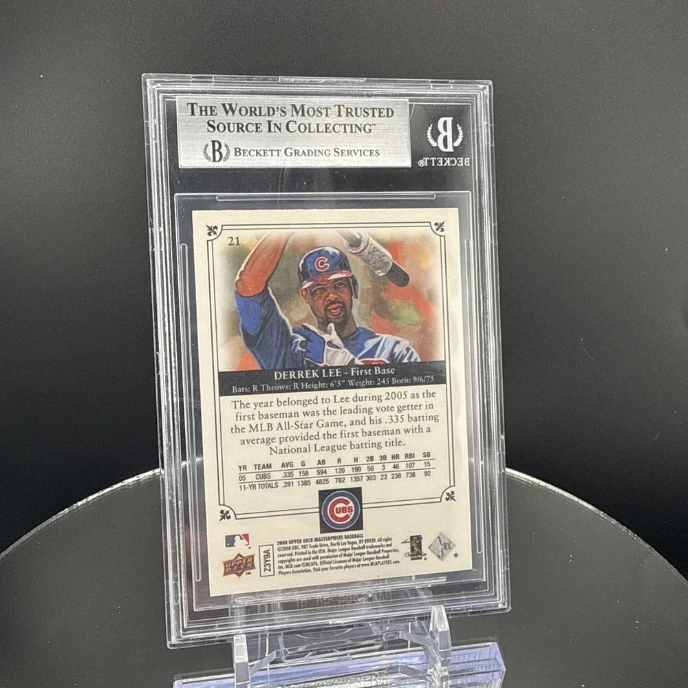Upper Deck Masterpieces 2008 Derrek Lee #21 Cubs Autographed BGS Card